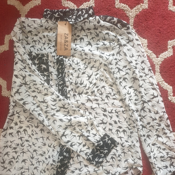 Sheer Bird Print Blouse - Picture 7 of 10